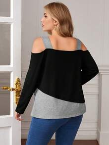 SHEIN LUNE 大碼挖肩撞色T恤 - 彩色 - 查看 2