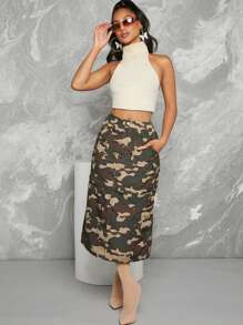 Hauture 迷彩印花可拆卸拉鍊貨物裙 - 彩色 - 查看 2