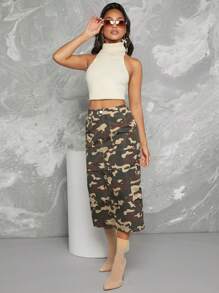 Hauture 迷彩印花可拆卸拉鍊貨物裙 - 彩色 - 查看 6