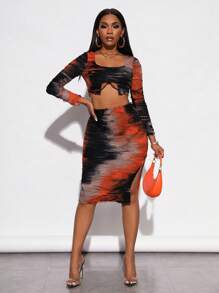 SHEIN SXY 紮染短款上衣&鉛筆裙