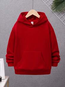 SHEIN Áo nỉ tay rớt vai in hình rồng và khẩu hiệu dành cho bé trai tuổi teen - Đỏ - Xem 2