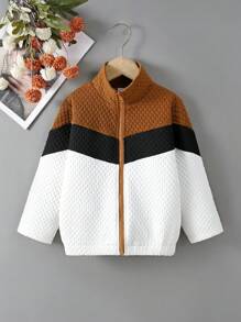 SHEIN Young Girl Colourblock Zip Up Jacket - Multicolor - View 8