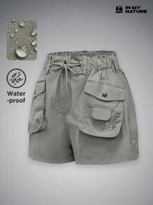 In My Nature Women's Outdoor Elastic Waistband Adjustable Drawstring Multiple Pockets Anti-splash Water Shorts - Grey - View 1