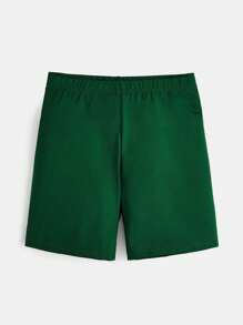SHEIN BASICS 1pc Solid High Waist Cycling Shorts - Dark Green - View 6