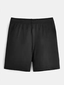 SHEIN BASICS 1pc Solid High Waist Cycling Shorts - Black - View 7