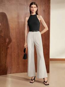 BizChic Women's Basic Scoop Neck Sleeveless Fitted Tank Top, Suitable For Commuting, Office, Business Casual, Party And Other Occasions