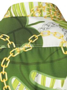 NITAGUT Men Chain & Tropical Print Shirt - Multicolor - View 4