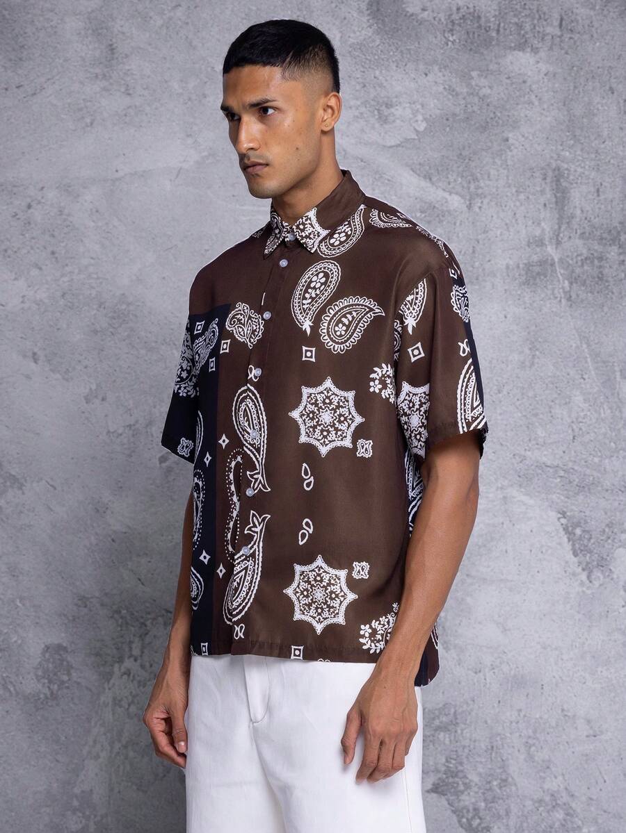 SUMWON Áo sơ mi tay ngắn có họa tiết Paisley - Nhiều màu - Xem 1