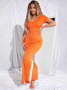 SHEIN SXY Vestido en contraste con abertura lateral trasero