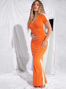 SHEIN SXY Vestido en contraste con abertura lateral trasero