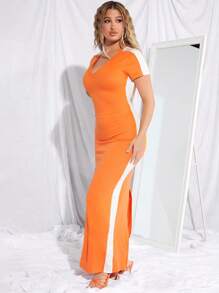 SHEIN SXY Vestido en contraste con abertura lateral trasero