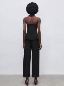 Maija Button Front Halter Top & Pants - Black - View 5