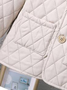 Young Boy Dual Pocket Quilted Coat & Pants - Apricot - View 3