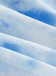 SHEIN MOD 紮染單肩褶邊上衣 - 藍白色 - 查看 4