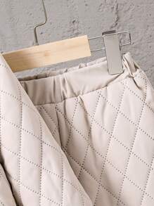 Young Boy Dual Pocket Quilted Coat & Pants - Apricot - View 7