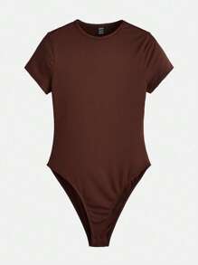 SHEIN BASICS 1pc Solid Slim Fit Bodysuit