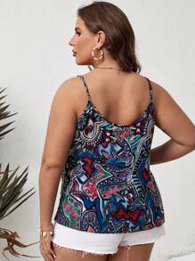 SHEIN VCAY 大碼滿版印花吊帶上衣 - 藍色 - 查看 2