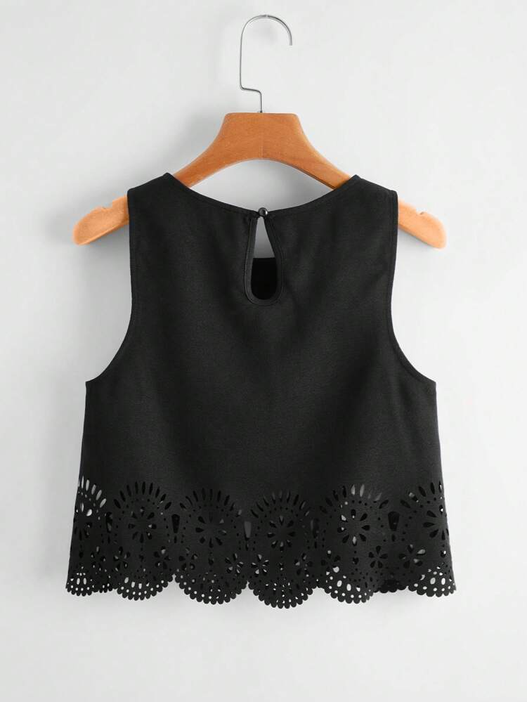 Laser Cut Scallop Trim Tank Top
