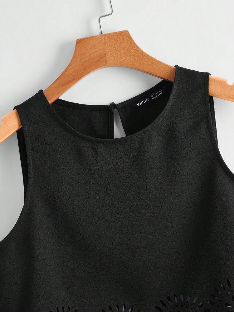 Laser Cut Scallop Trim Tank Top