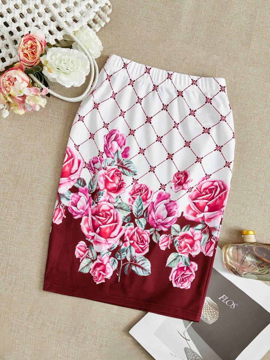 SHEIN Clasi In hoa Váy bút chì - Nhiều màu - Xem 1