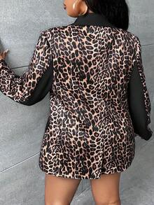 Slaydiva 大碼豹紋印花西裝領西裝外套 - 彩色 - 查看 2