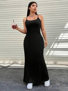 SHEIN EZwear Plus Solid Cami Dress