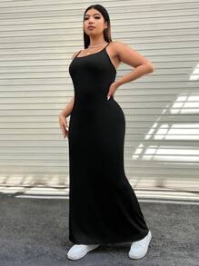 SHEIN EZwear Plus Solid Cami Dress