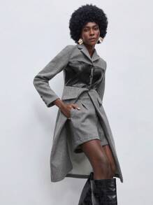 Maija Áo khoác ngoài cài nút hai tông màu cho mùa thu/đông - Xám - Xem 5