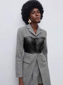 Maija Áo khoác ngoài cài nút hai tông màu cho mùa thu/đông - Xám - Xem 7