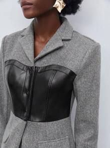 Maija Áo khoác ngoài cài nút hai tông màu cho mùa thu/đông - Xám - Xem 9