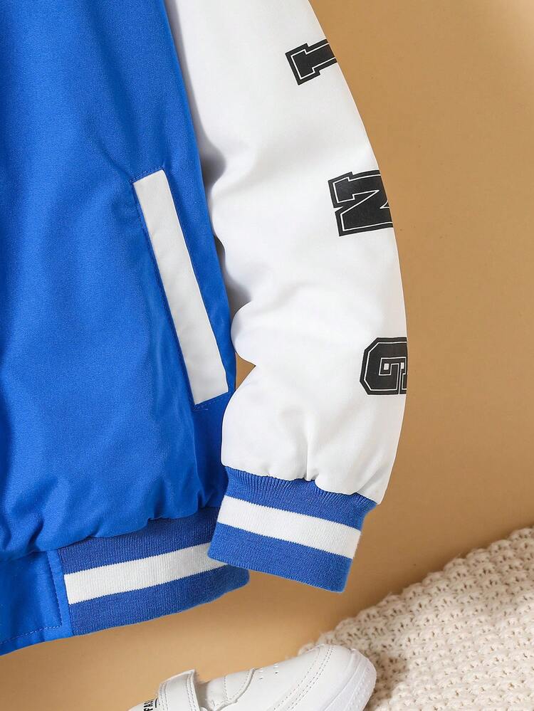 Tween Boy Slogan Graphic Colorblock Thermal Lined Hooded Jacket