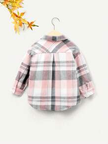 SHEIN 女小童格紋印花口袋貼布襯衫不帶T恤 - 彩色 - 查看 2