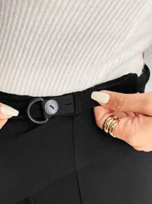 SHEIN Maternidad Pantalones de cintura ajustable unicolor - Negro - Ver 4