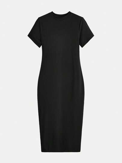 SHEIN BASICS فستان ضيق بحافة شق قطعة واحدة