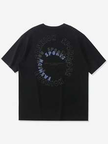 Men Letter Graphic Tee - Black - View 2