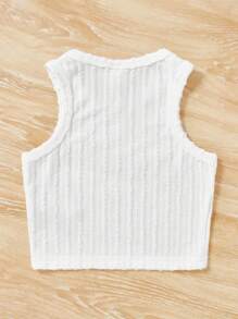 SHEIN Tween Girl Solid Tank Top - White - View 2