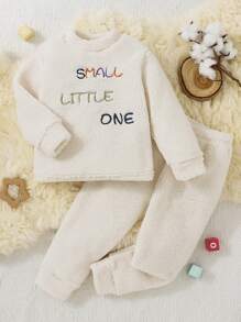 Chàng trai trẻ Thêu Chữ Teddy Bộ PJ - Màu be - Xem 1