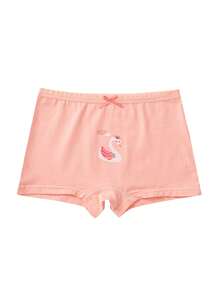 Young Girl 4pcs Swan Print Bow Front Boxer Brief