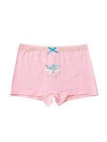 Young Girl 4pcs Swan Print Bow Front Boxer Brief