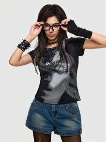 Dr Speakup Đồ họa Hình Áo phông Crop - màu đen - Xem 3