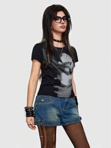 Dr Speakup Đồ họa Hình Áo phông Crop - màu đen - Xem 4