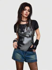 Dr Speakup Đồ họa Hình Áo phông Crop - màu đen - Xem 6