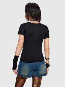 Dr Speakup Đồ họa Hình Áo phông Crop - màu đen - Xem 7