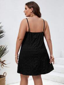 SHEIN VCAY Plus Solid Cami Summer Dress - Black - View 2