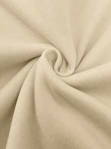 INAWLY 山與標語圖案加絨內裏運動衫 - 杏色 - 查看 3