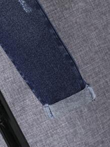 SHEIN Young Boy Ripped Frayed Cat Scratch Jeans - Dark Wash - View 5