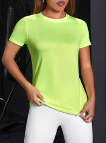 Powerista Camiseta deportiva con gráfico de letras para mujeres - Amarillo - Ver 3