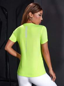 Powerista Camiseta deportiva con gráfico de letras para mujeres - Amarillo - Ver 5