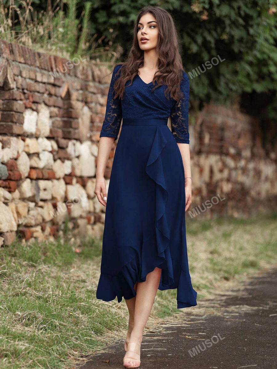 スーツ・フォーマル・ドレス Floral Lace Sleeve Dress スーツ・フォーマル・ドレス FLORAL LACE-SLEEVE CLASSIC DRESS FLORAL