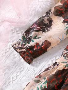 Tween Girl Floral Print Ruffle Hem Smock Dress